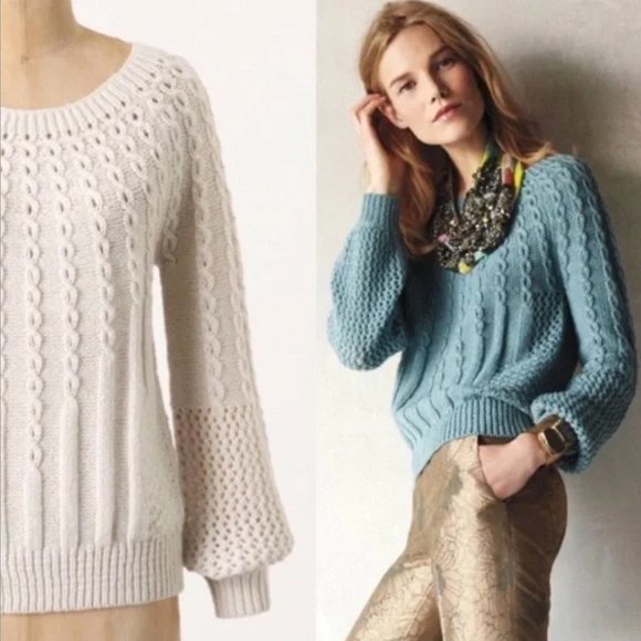 Anthropologie Guinevere Cream Knit Sweater - Picture 4 of 4